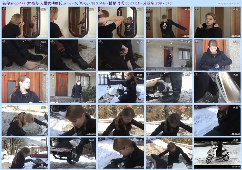 mop-177_女孩冬天里发动摩托